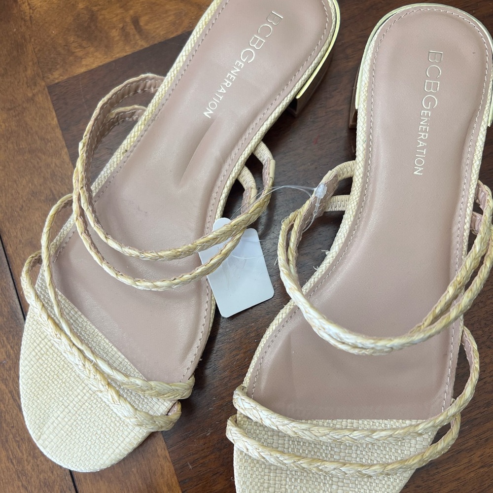 BCBGeneration Dexti Woven Sandals with Gold Heel NWOT